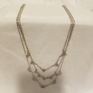 Stella & Dot Pave Chevron Necklace in Silver Tone with Crystals